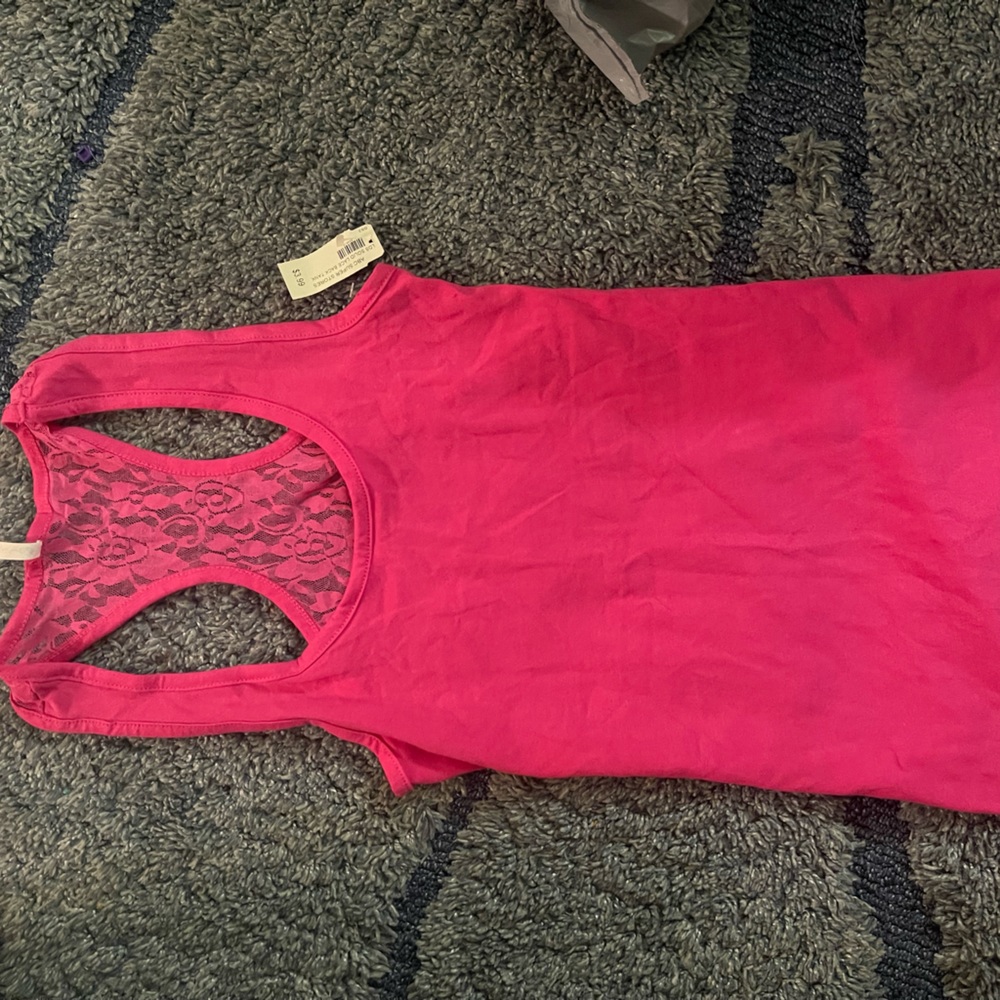Pink tank top with lace back! Size medium